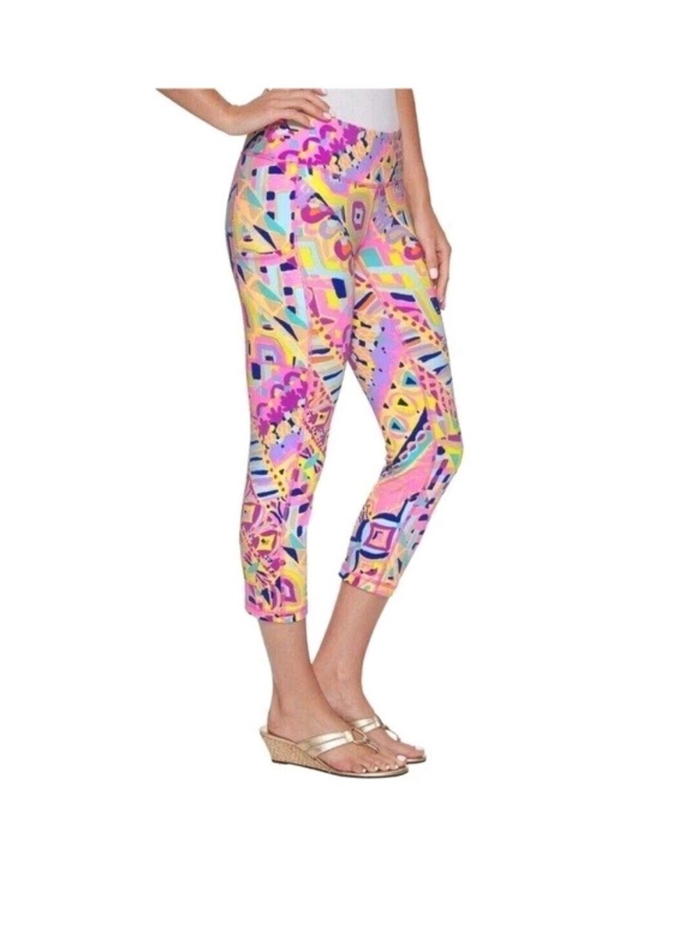 Lilly Pulitzer Luxletic Weekender Cropped Leggings Plantain Party Size Small